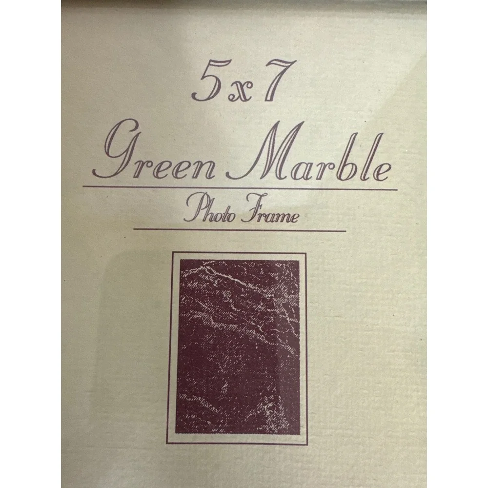 Vintage 1992 National Picture Frame Co 5x7 Green Marble Gold Trim Made in USA